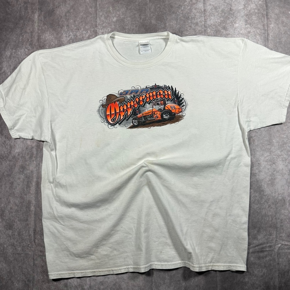 Vintage Jan Opperman Original Outlaw Sprint Car Racing T Shirt White Mens 2XL